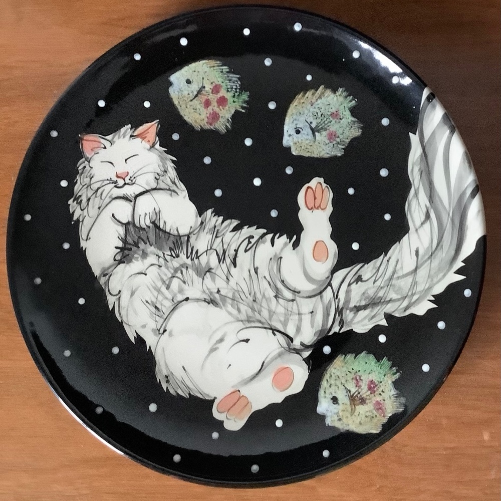 Vintage Animals  & Co. Cat & Fish Plate, Signed